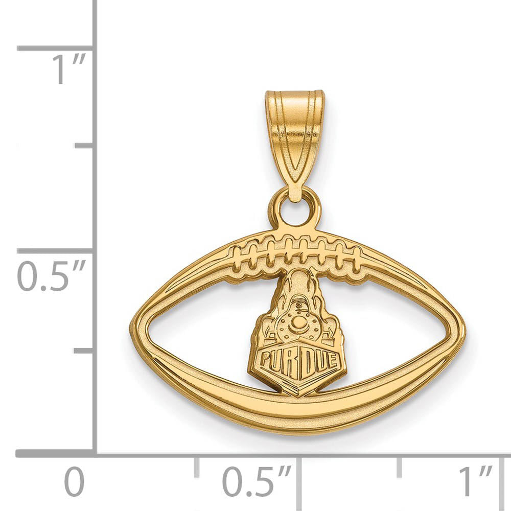 Alternate view of the 14k Gold Plated Silver Purdue Football Logo Pendant by The Black Bow Jewelry Co.