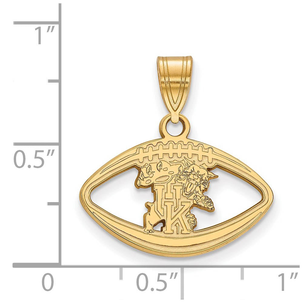 Alternate view of the 14k Gold Plated Silver U. of Kentucky Football Pendant by The Black Bow Jewelry Co.