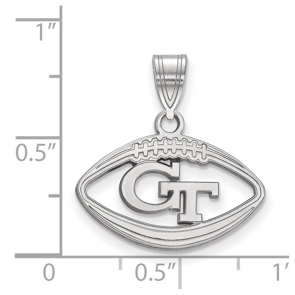 Alternate view of the Sterling Silver Georgia Technology Football Pendant by The Black Bow Jewelry Co.