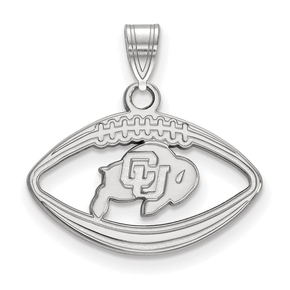 Sterling Silver U. of Colorado Football Pendant, Item P19641 by The Black Bow Jewelry Co.