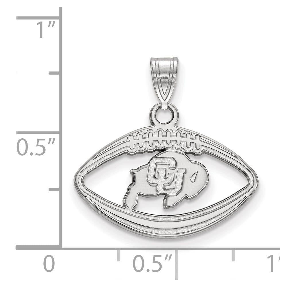 Alternate view of the Sterling Silver U. of Colorado Football Pendant by The Black Bow Jewelry Co.