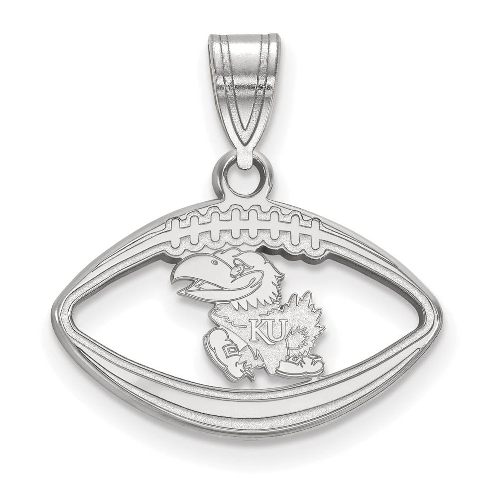 Sterling Silver U. of Kansas Football Pendant, Item P19642 by The Black Bow Jewelry Co.
