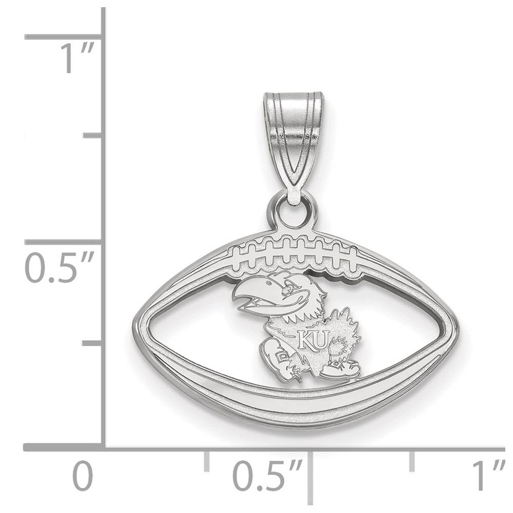 Alternate view of the Sterling Silver U. of Kansas Football Pendant by The Black Bow Jewelry Co.
