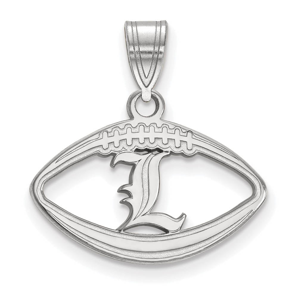Sterling Silver U. of Louisville 'L' Football Pendant, Item P19643 by The Black Bow Jewelry Co.