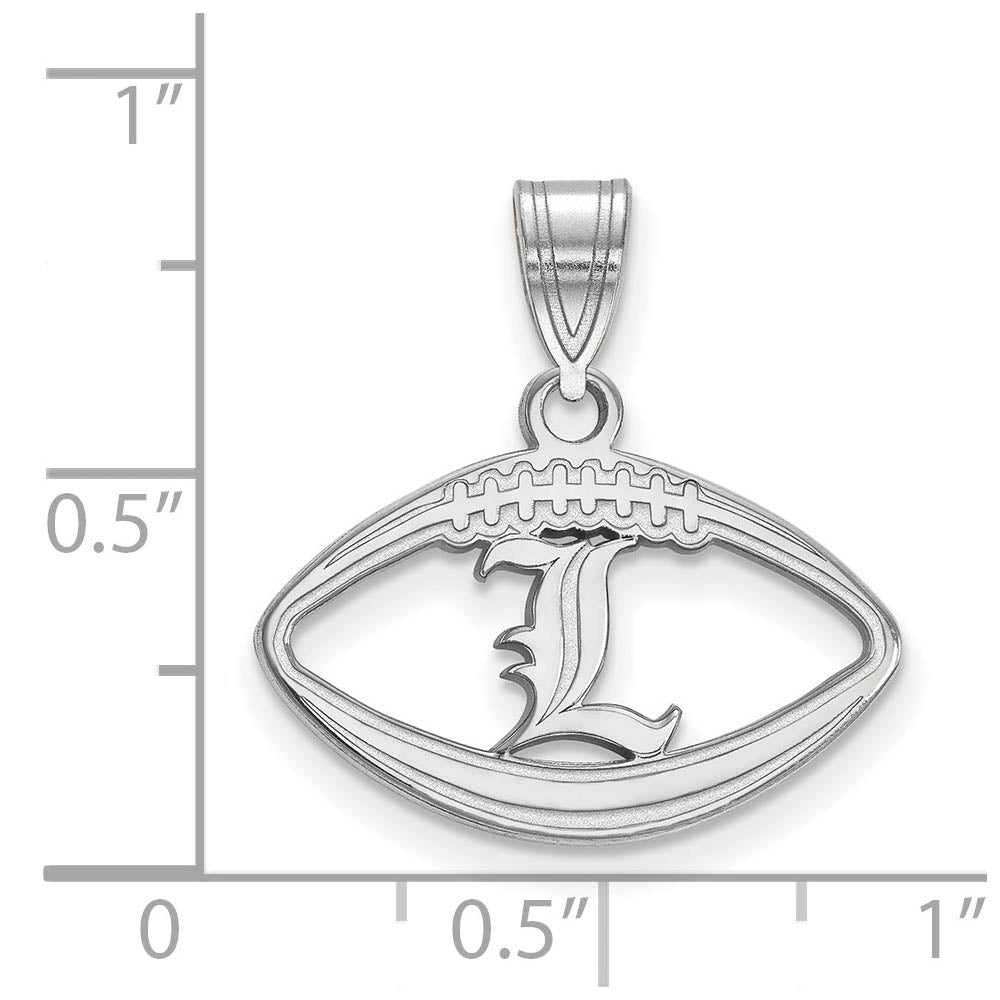 Alternate view of the Sterling Silver U. of Louisville 'L' Football Pendant by The Black Bow Jewelry Co.