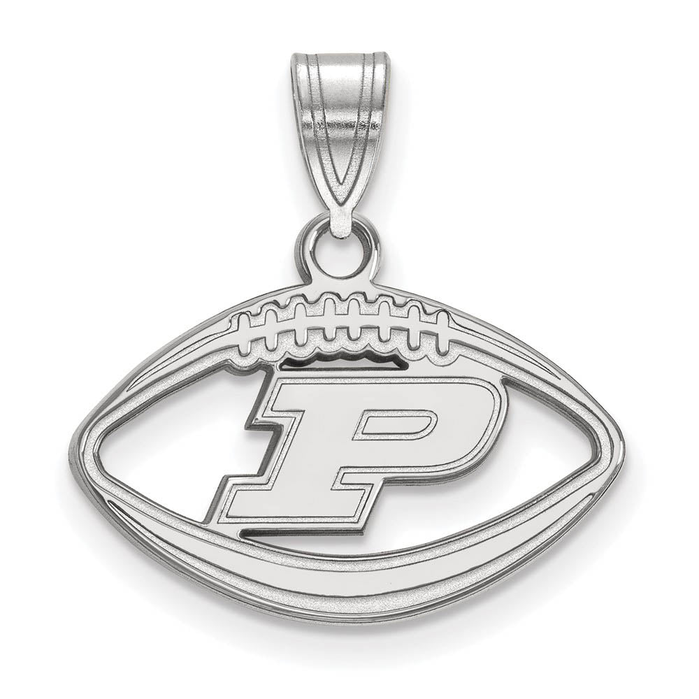 Sterling Silver Purdue Football 'P' Pendant, Item P19650 by The Black Bow Jewelry Co.