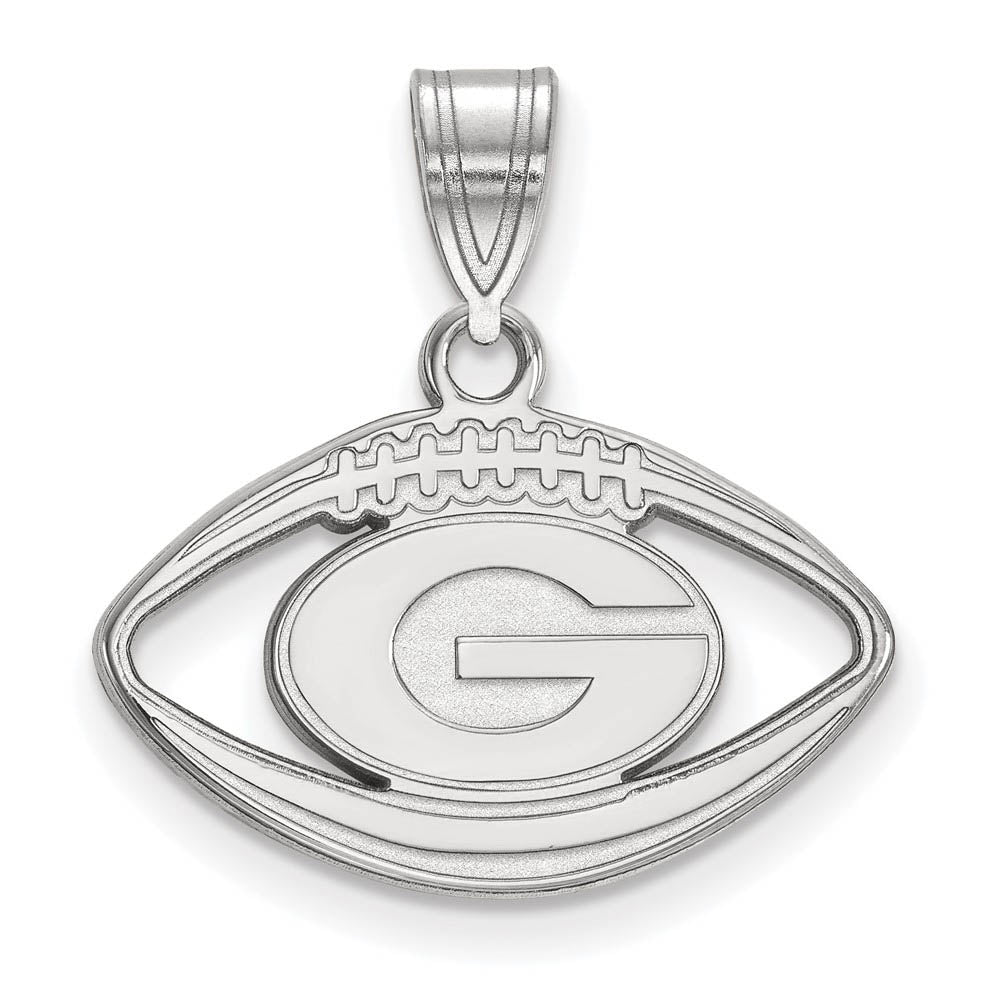 Sterling Silver U. of Georgia Football Pendant, Item P19653 by The Black Bow Jewelry Co.