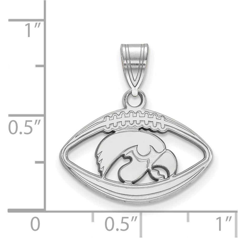 Alternate view of the Sterling Silver U. of Iowa Football Pendant by The Black Bow Jewelry Co.