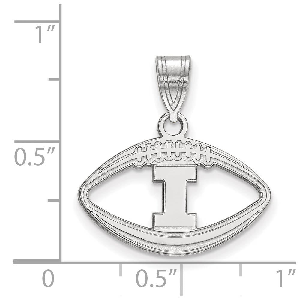 Alternate view of the Sterling Silver U. of Illinois Football Pendant by The Black Bow Jewelry Co.