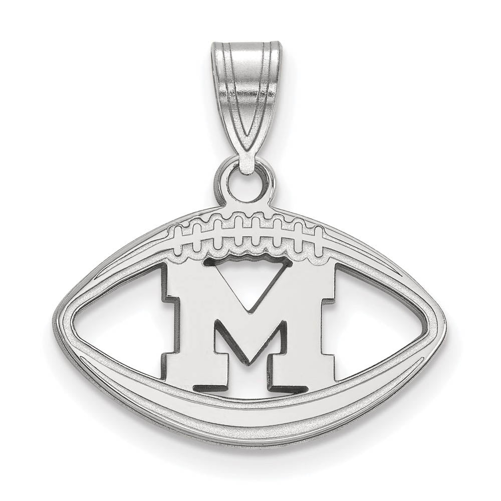 Sterling Silver U. of Michigan Football Pendant, Item P19660 by The Black Bow Jewelry Co.