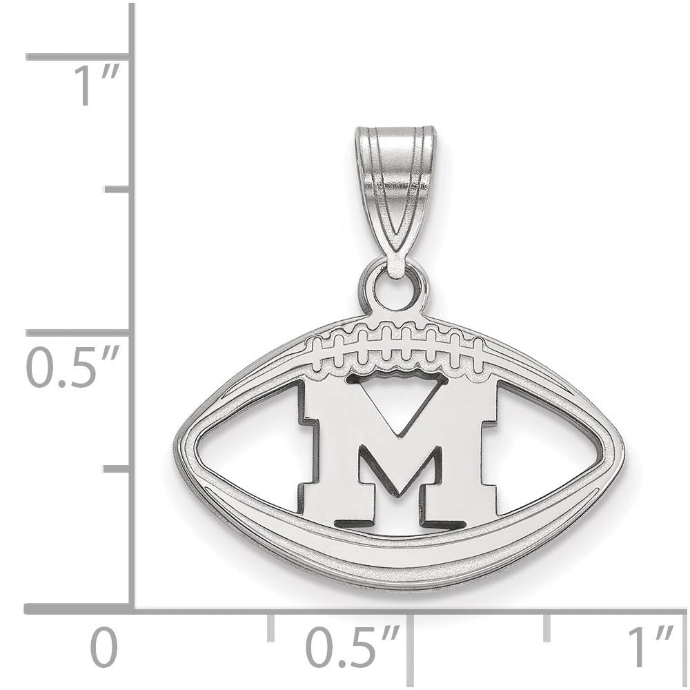 Alternate view of the Sterling Silver U. of Michigan Football Pendant by The Black Bow Jewelry Co.