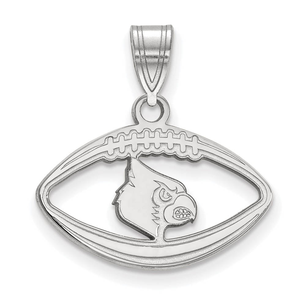 Sterling Silver U. of Louisville Football Pendant, Item P19663 by The Black Bow Jewelry Co.