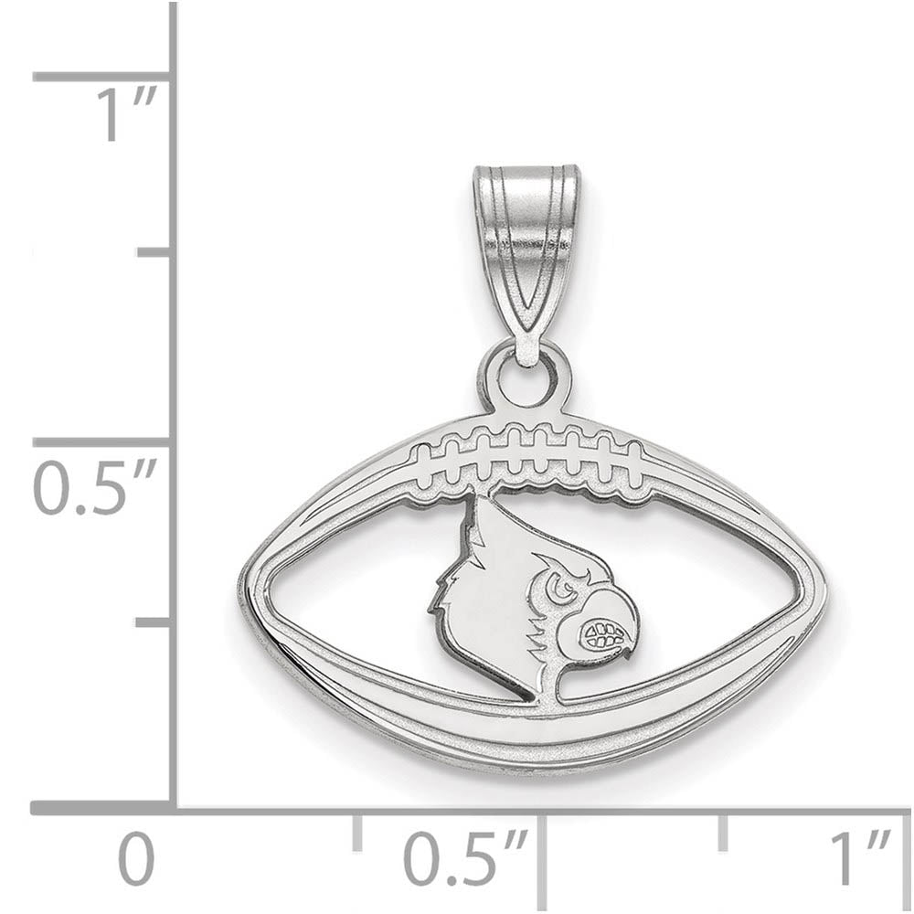 Alternate view of the Sterling Silver U. of Louisville Football Pendant by The Black Bow Jewelry Co.