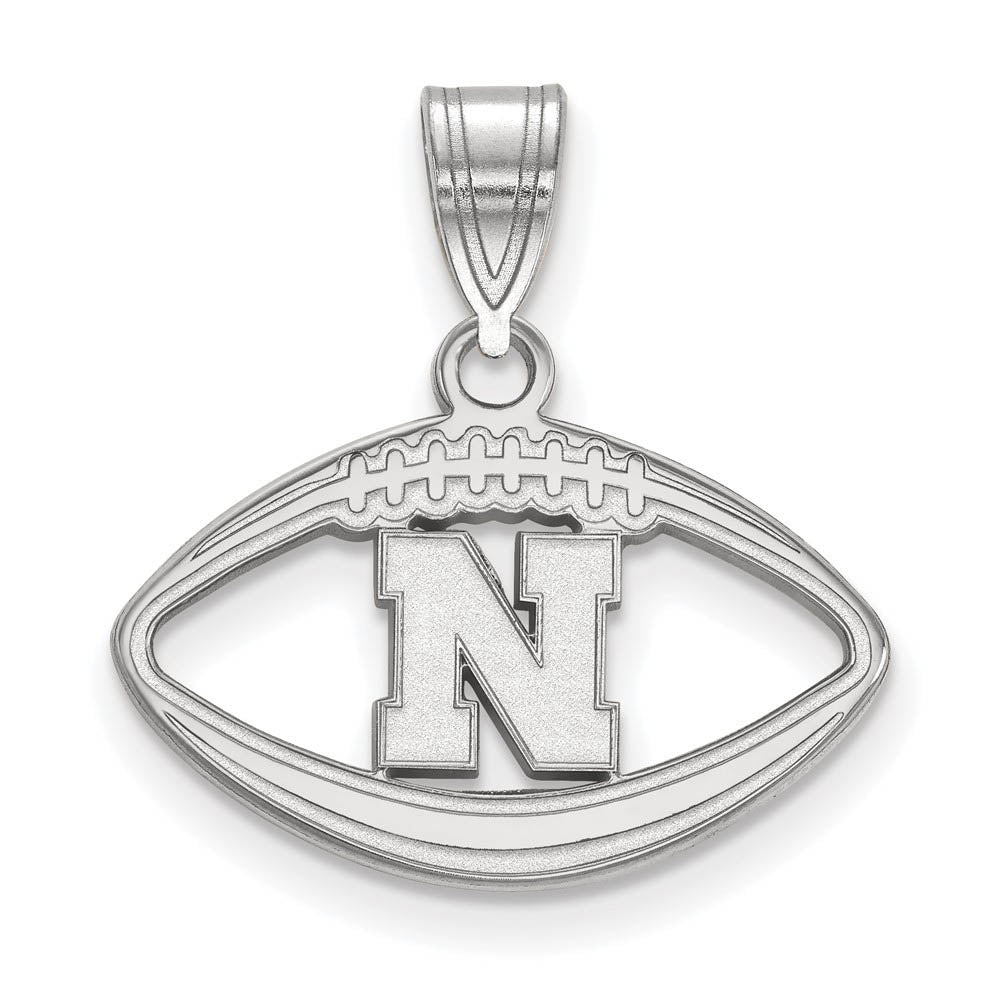 Sterling Silver U. of Nebraska Football Pendant, Item P19667 by The Black Bow Jewelry Co.