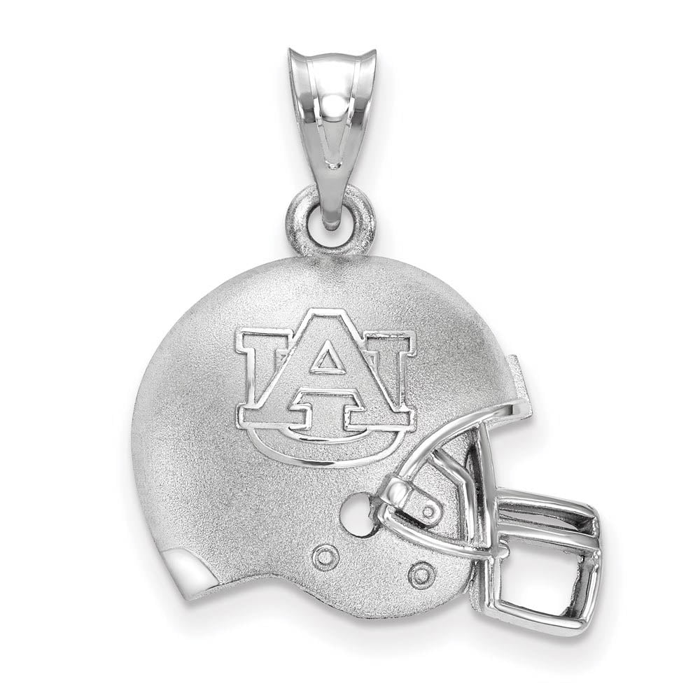 Sterling Silver Auburn U 3D Football Helmet w Logo Pendant, Item P19668 by The Black Bow Jewelry Co.