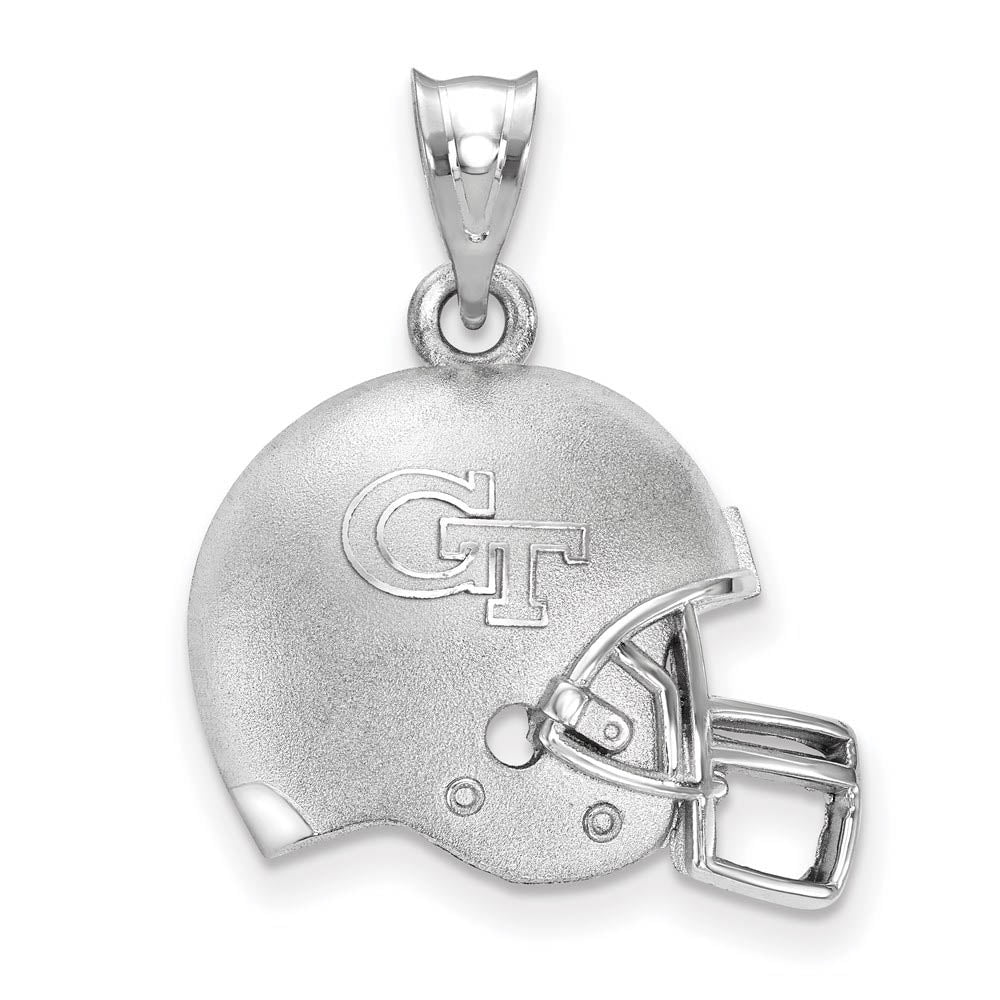 Sterling Silver Georgia Tech 3D Football Helmet w Logo Pendant, Item P19671 by The Black Bow Jewelry Co.