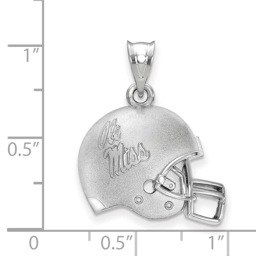 Alternate view of the Sterling Silver U. Mississippi 3D Football Helmet w Logo Pendant by The Black Bow Jewelry Co.