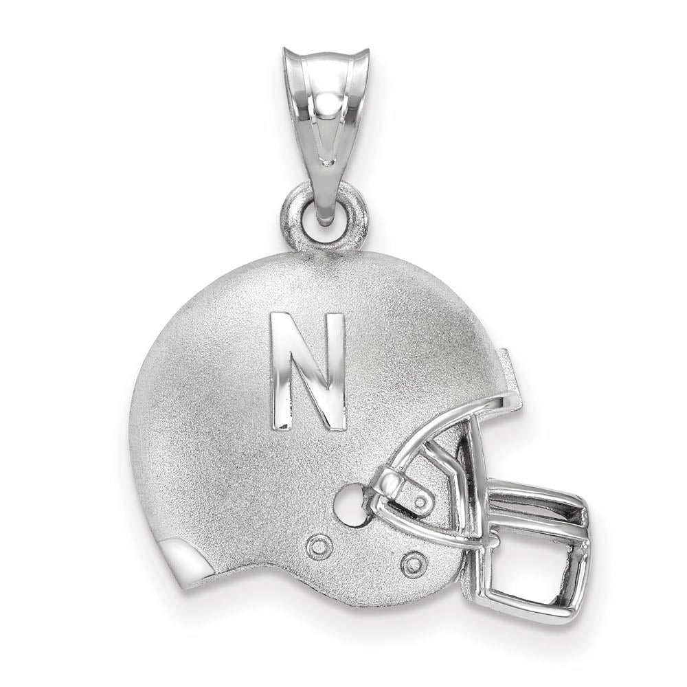 Sterling Silver U. of Nebraska 3D Football Helmet w Logo Pendant, Item P19682 by The Black Bow Jewelry Co.