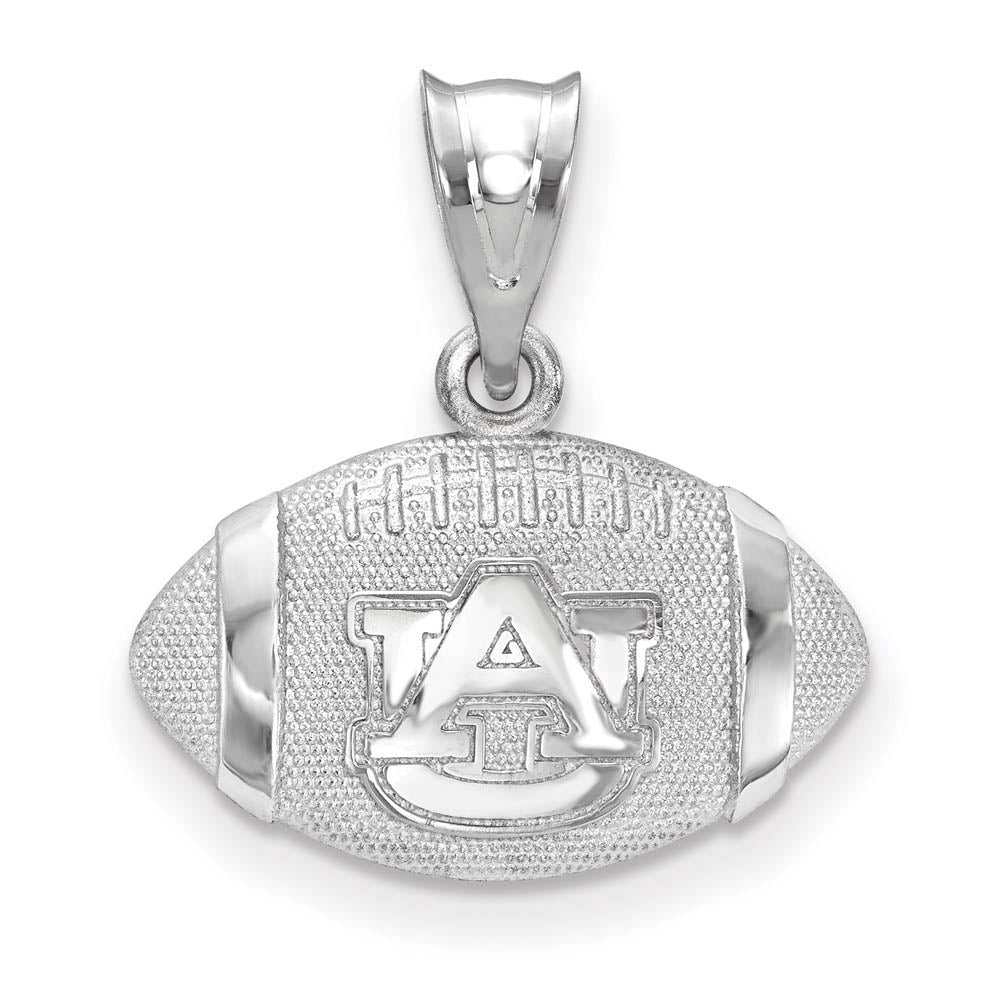 Sterling Silver Auburn U 3D Football w Logo Pendant, Item P19683 by The Black Bow Jewelry Co.