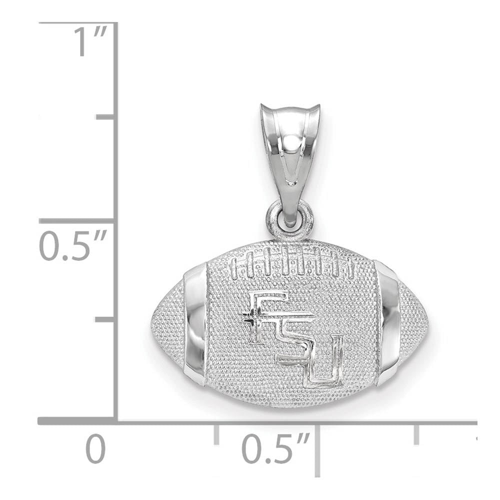 Alternate view of the Sterling Silver Florida State 3D Football w Logo Pendant by The Black Bow Jewelry Co.