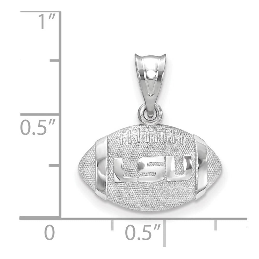 Alternate view of the Sterling Silver Louisiana State 3D Football w Logo Pendant by The Black Bow Jewelry Co.