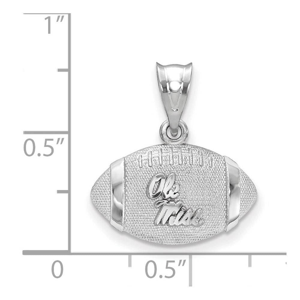 Alternate view of the Sterling Silver U. of Mississippi 3D Football w Logo Pendant by The Black Bow Jewelry Co.