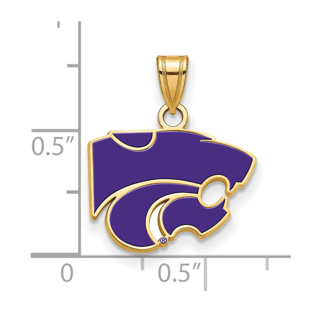 Alternate view of the 14k Gold Plated Silver Kansas State Small Enamel Pendant by The Black Bow Jewelry Co.