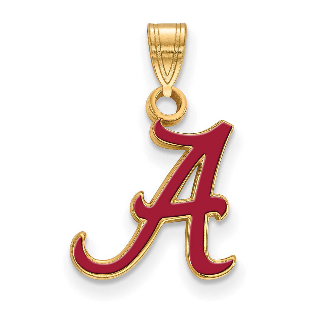 14k Gold Plated Silver U. of Alabama Small Enamel Pendant, Item P19700 by The Black Bow Jewelry Co.
