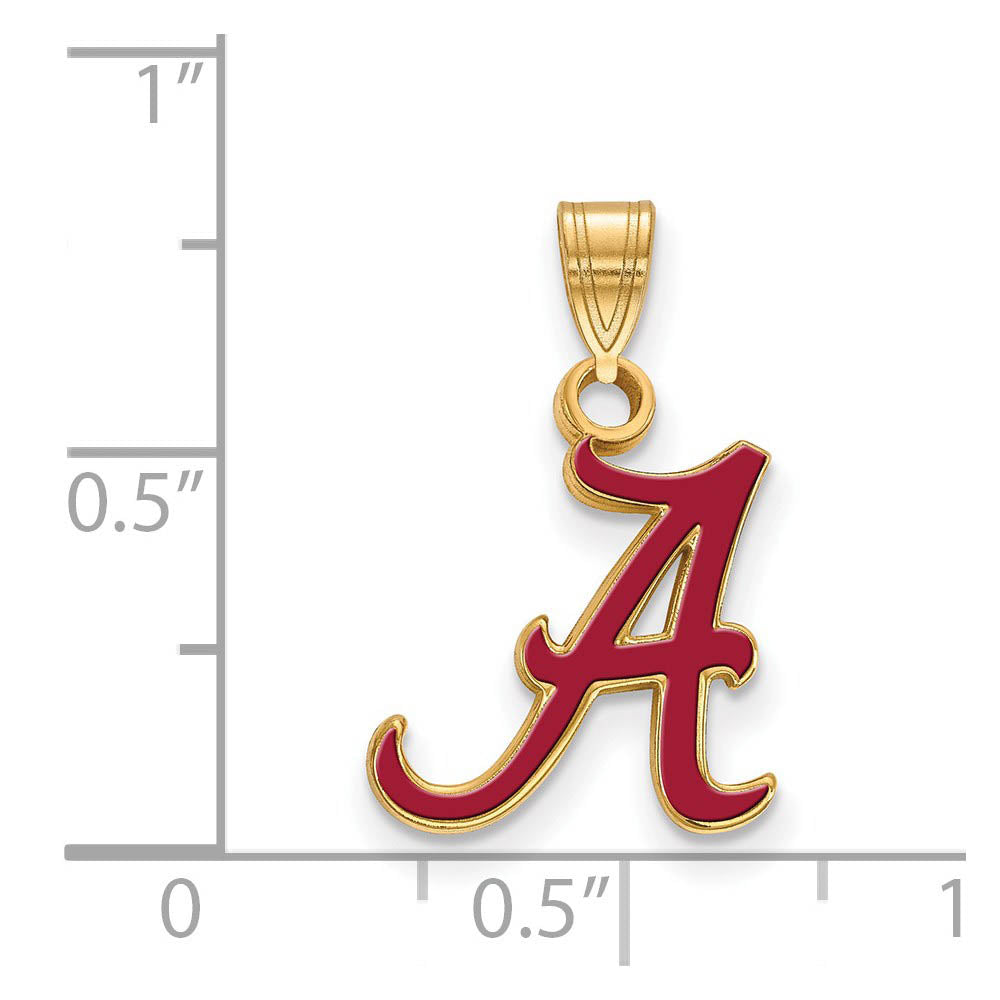 Alternate view of the 14k Gold Plated Silver U. of Alabama Small Enamel Pendant by The Black Bow Jewelry Co.