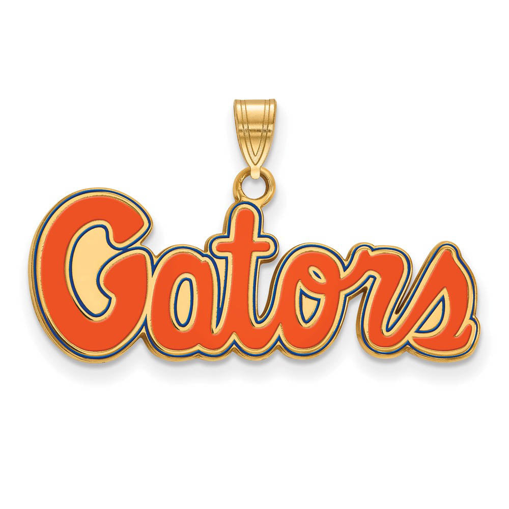 14k Gold Plated Silver U. of Florida Small Enamel Pendant, Item P19707 by The Black Bow Jewelry Co.
