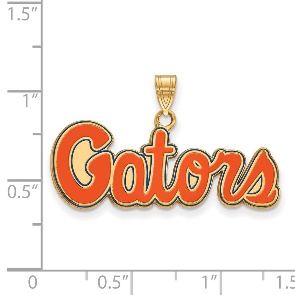 Alternate view of the 14k Gold Plated Silver U. of Florida Small Enamel Pendant by The Black Bow Jewelry Co.
