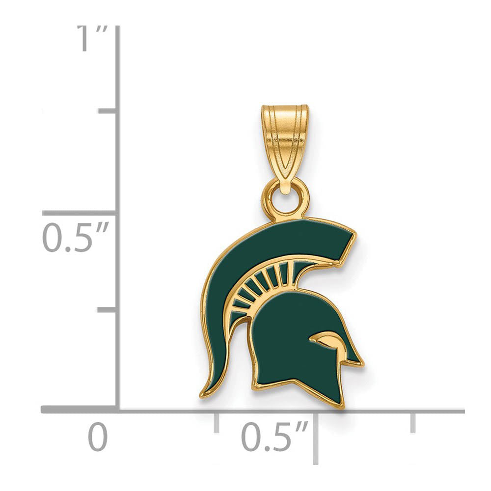 Alternate view of the 14k Gold Plated Silver Michigan State Small Enamel Logo Pendant by The Black Bow Jewelry Co.