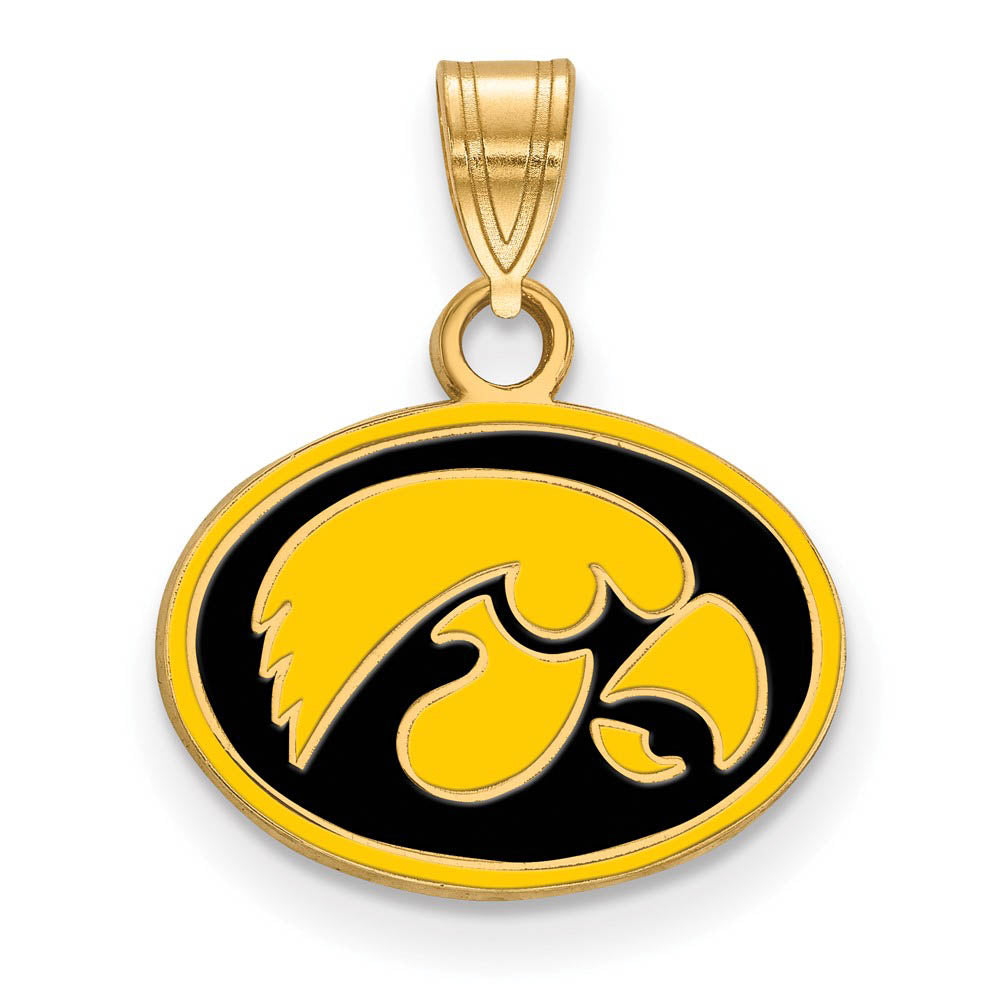 14k Gold Plated Silver U. of Iowa Small Enamel Pendant, Item P19711 by The Black Bow Jewelry Co.