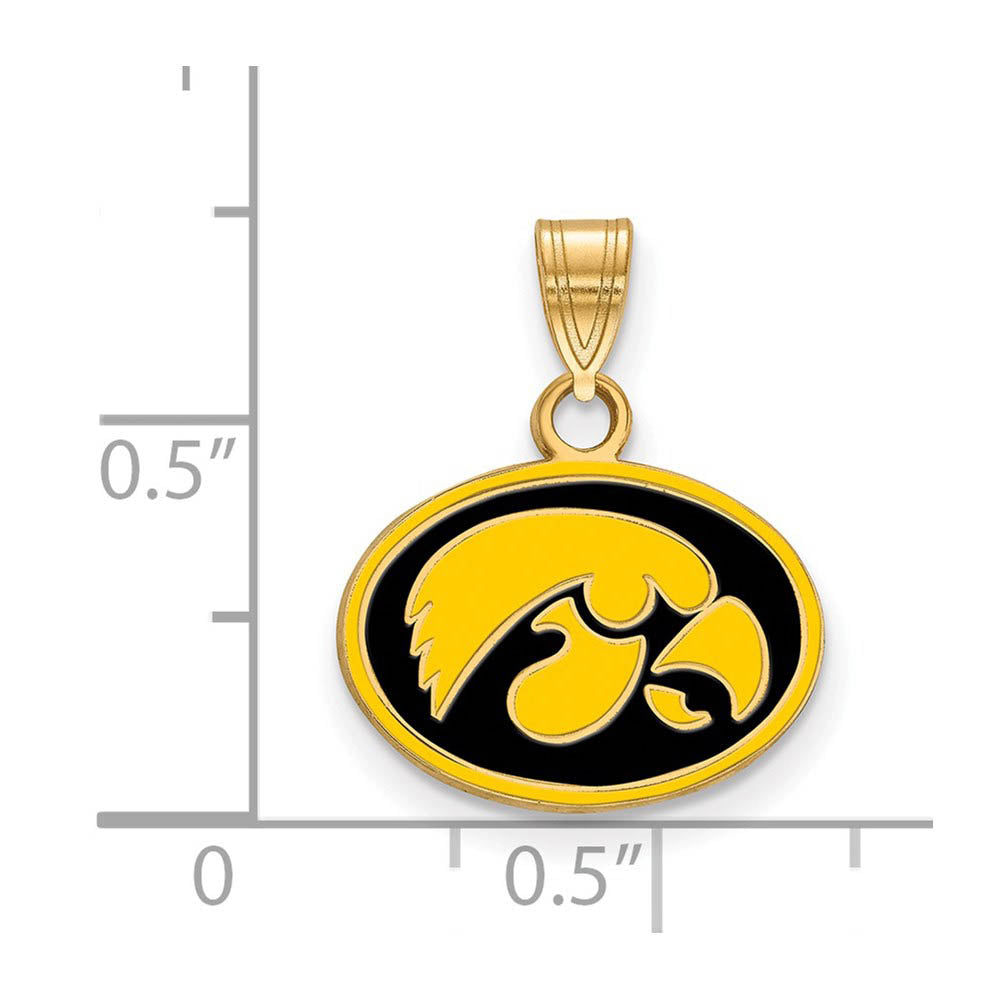 Alternate view of the 14k Gold Plated Silver U. of Iowa Small Enamel Pendant by The Black Bow Jewelry Co.