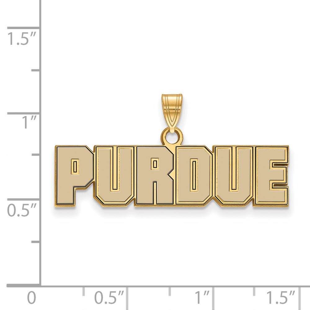 Alternate view of the 14k Gold Plated Silver Purdue Small Enamel Script Pendant by The Black Bow Jewelry Co.