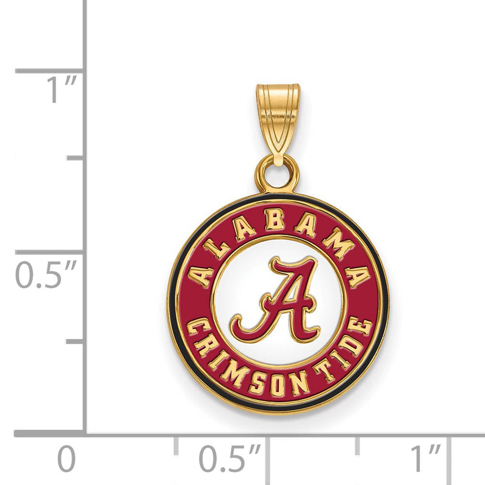 Alternate view of the 14k Gold Plated Silver U. of Alabama Small Enamel Disc Pendant by The Black Bow Jewelry Co.