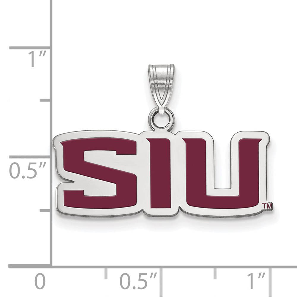 Alternate view of the Sterling Silver Southern Illinois U. Small Enamel Pendant by The Black Bow Jewelry Co.