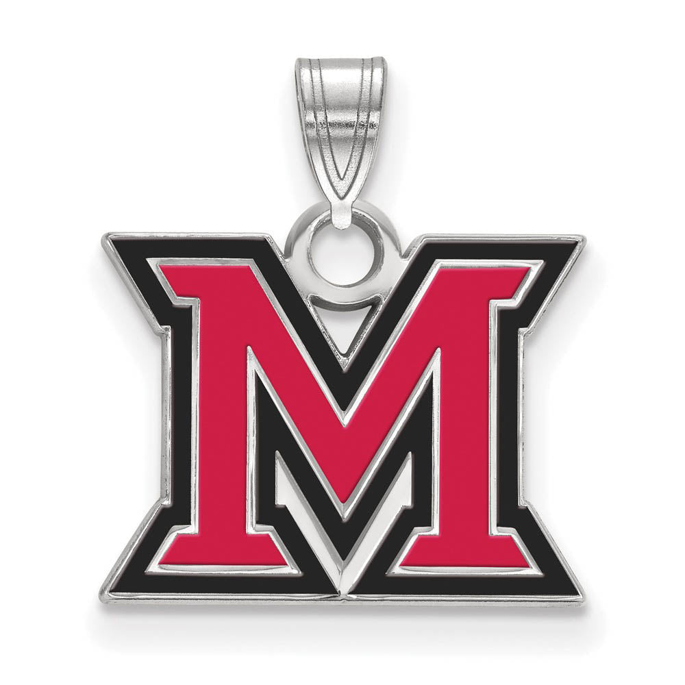 Sterling Silver Miami U Small Enamel Pendant, Item P19724 by The Black Bow Jewelry Co.