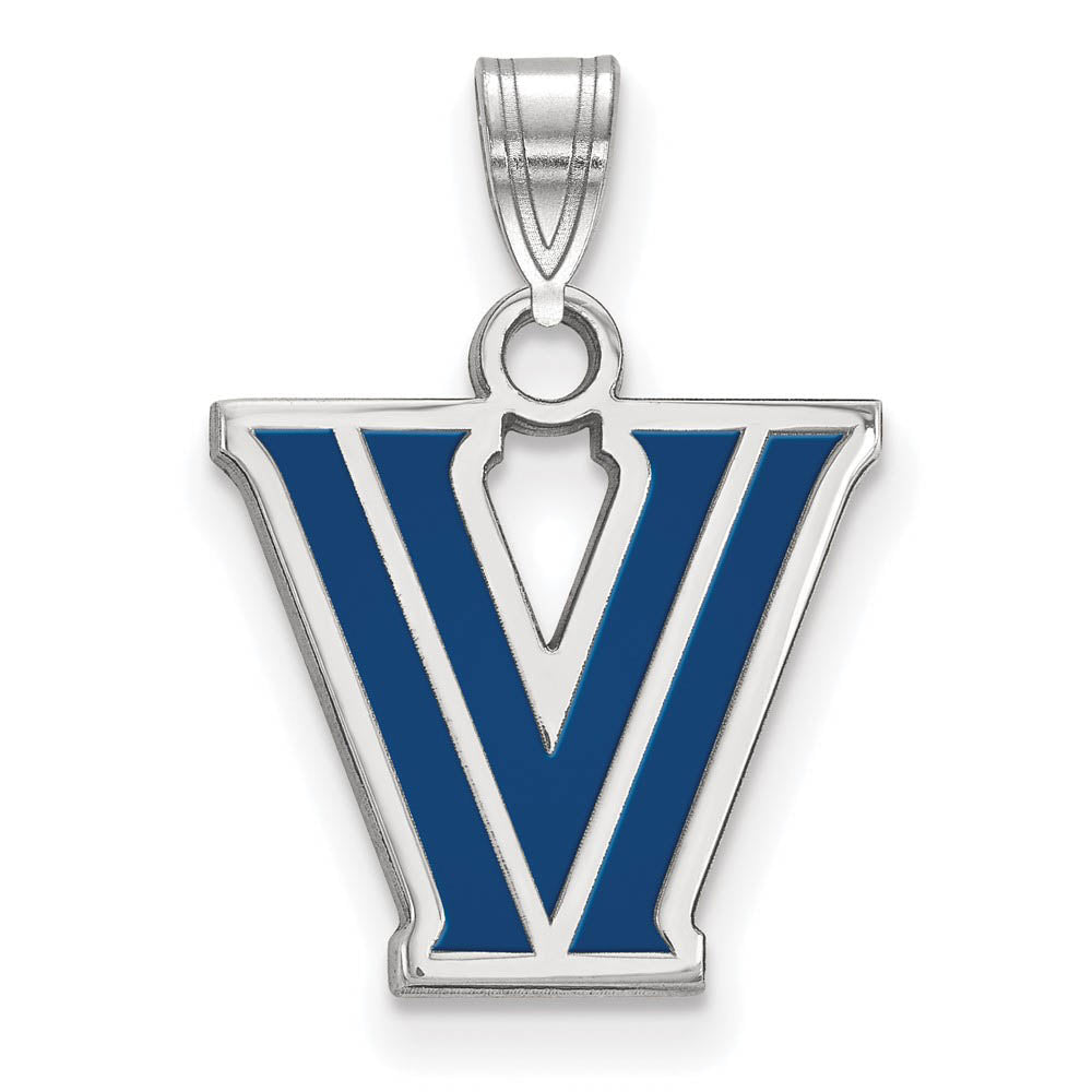 Sterling Silver Villanova U. Small Enamel Logo Pendant, Item P19727 by The Black Bow Jewelry Co.