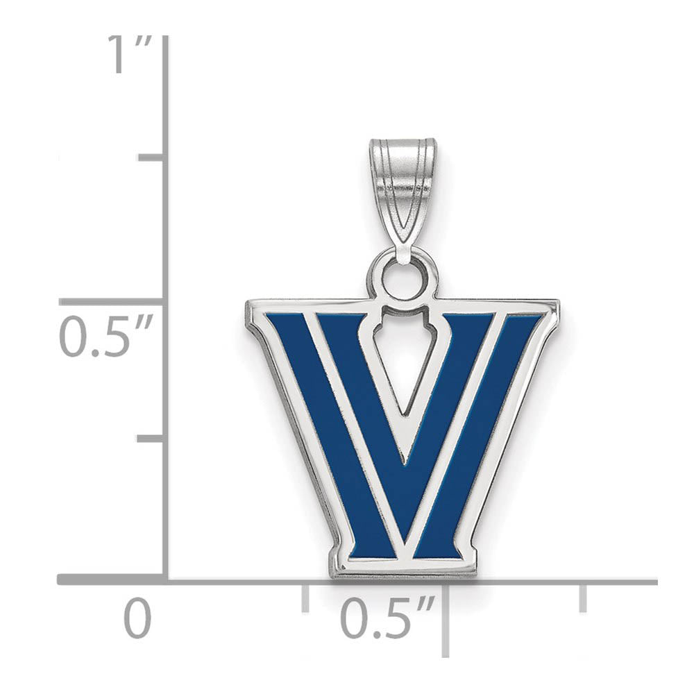 Alternate view of the Sterling Silver Villanova U. Small Enamel Logo Pendant by The Black Bow Jewelry Co.