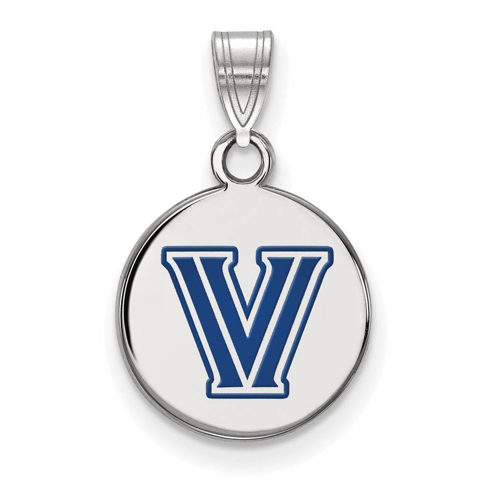 Sterling Silver Villanova U. Small Enamel Logo Disc Pendant, Item P19729 by The Black Bow Jewelry Co.