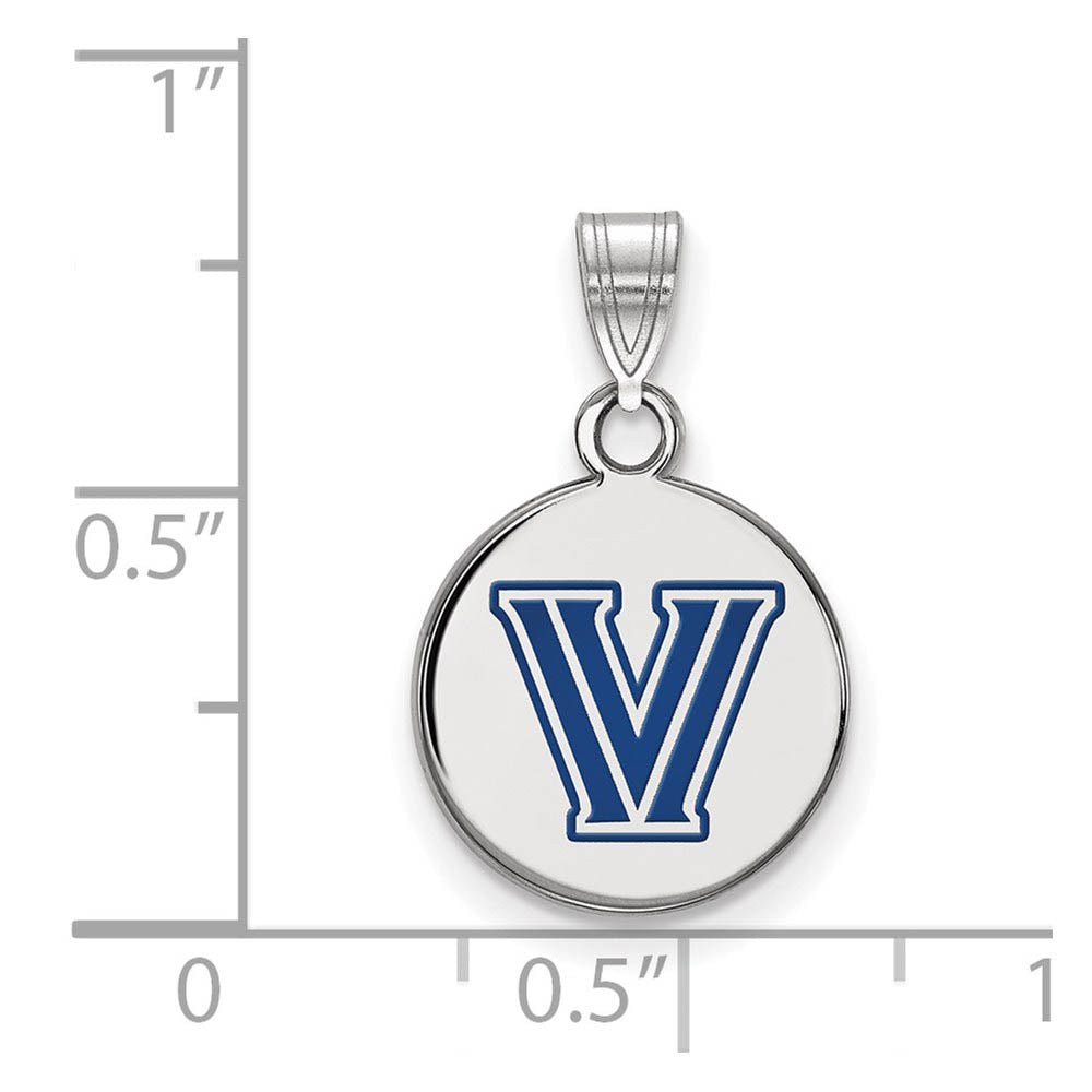 Alternate view of the Sterling Silver Villanova U. Small Enamel Logo Disc Pendant by The Black Bow Jewelry Co.