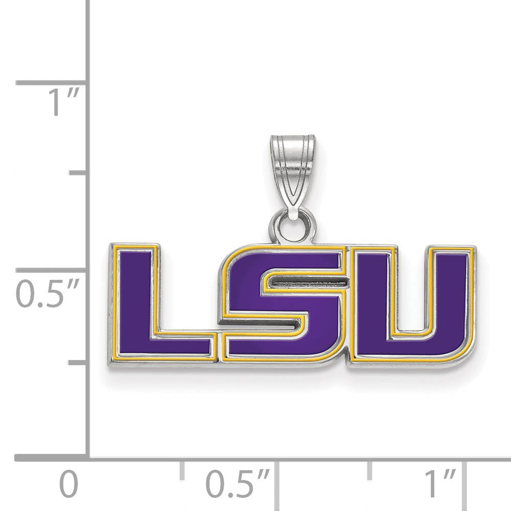 Alternate view of the Sterling Silver Louisiana State Small Enamel Pendant by The Black Bow Jewelry Co.