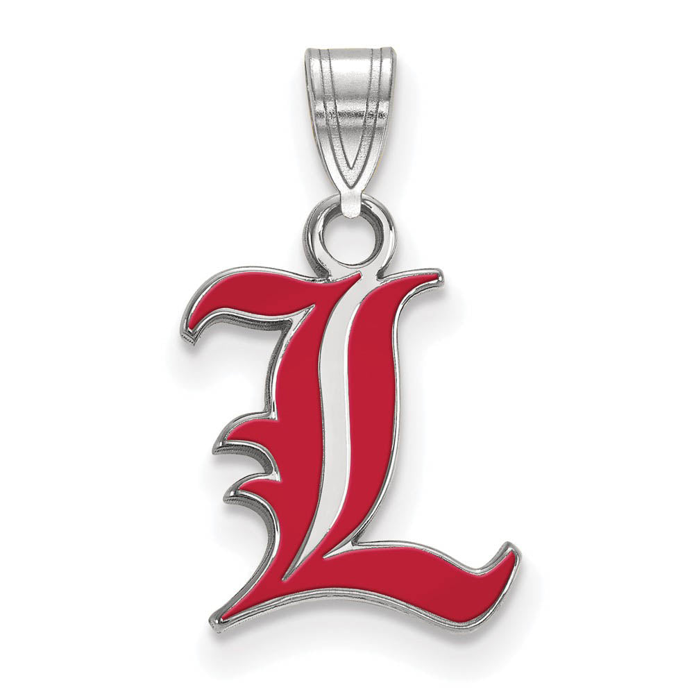 Sterling Silver U. of Louisville Small Enamel Pendant, Item P19732 by The Black Bow Jewelry Co.