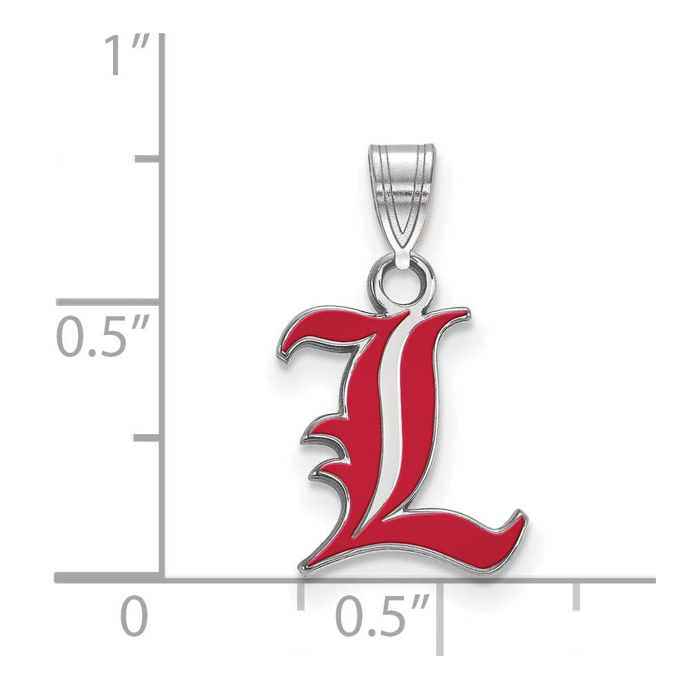 Alternate view of the Sterling Silver U. of Louisville Small Enamel Pendant by The Black Bow Jewelry Co.