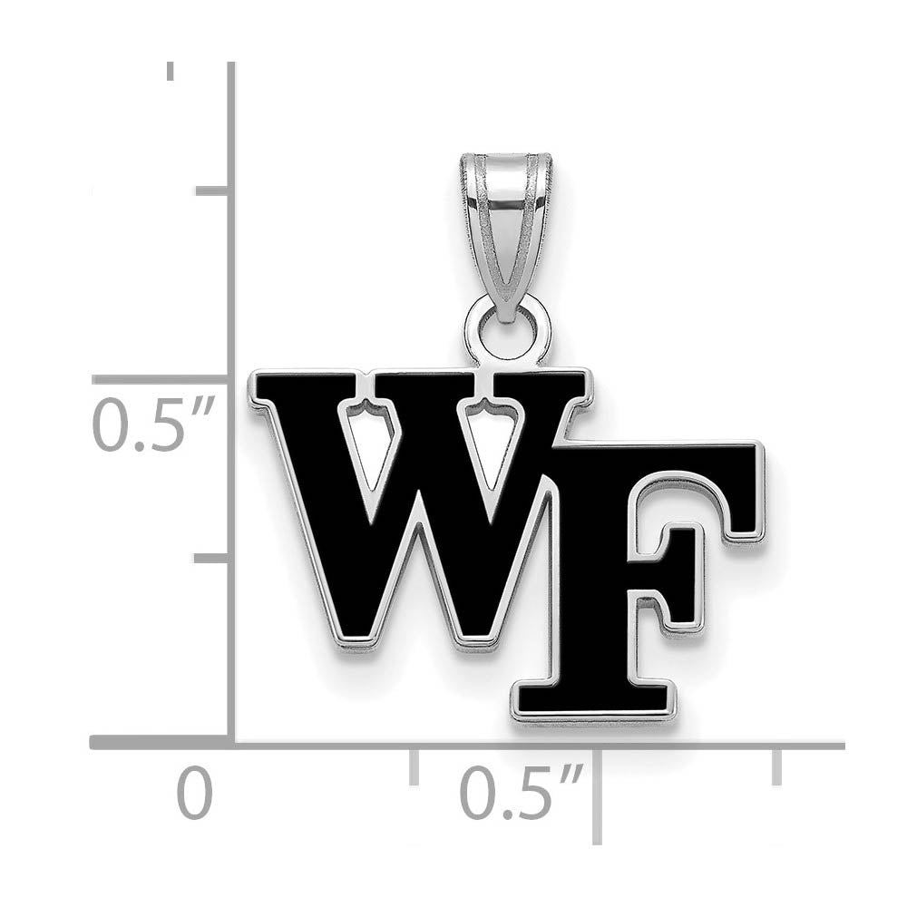 Alternate view of the Sterling Silver Wake Forest U. Small Enamel 'WF' Pendant by The Black Bow Jewelry Co.