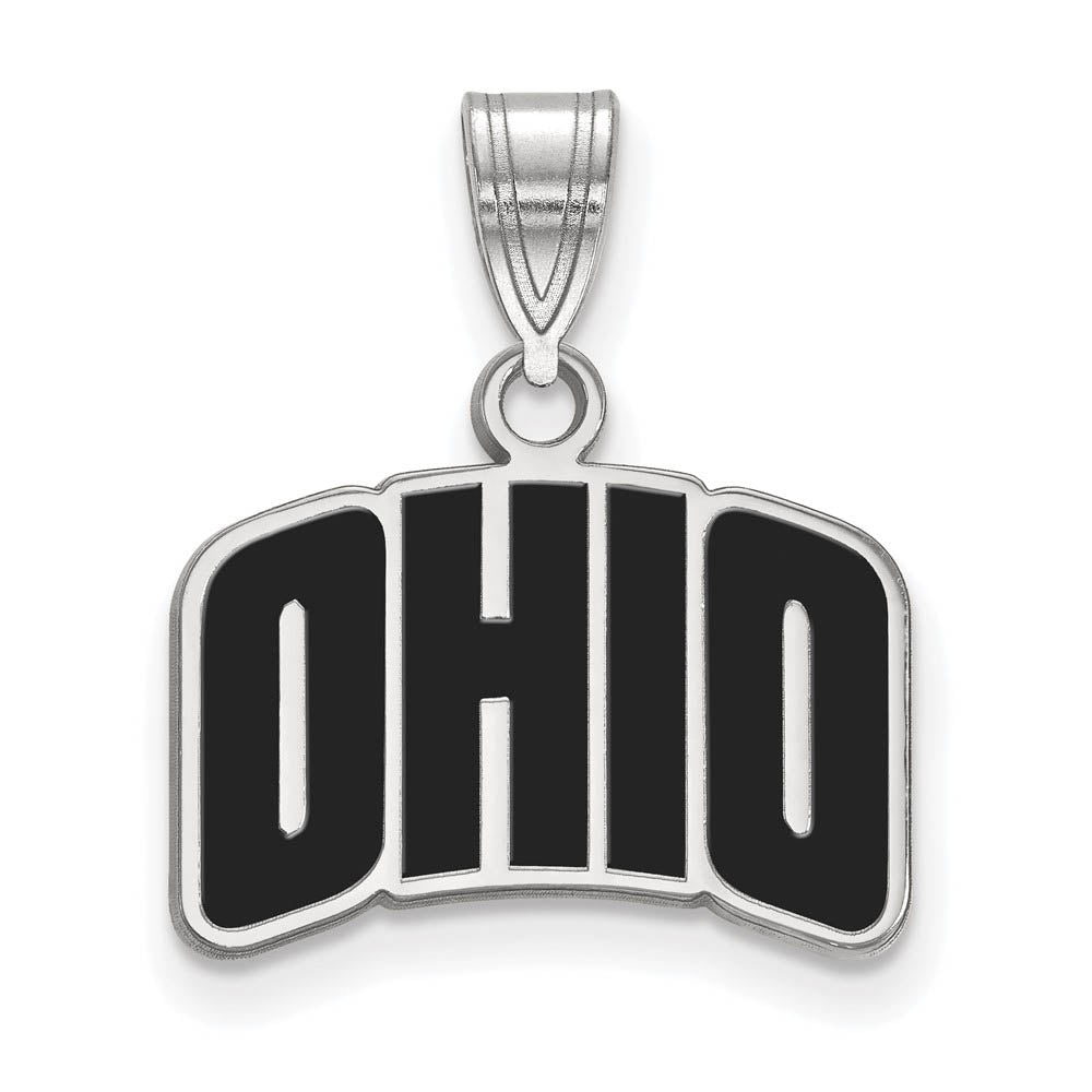Sterling Silver Ohio U. Small Enamel Pendant, Item P19735 by The Black Bow Jewelry Co.