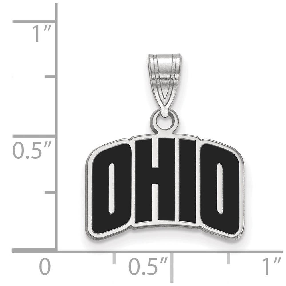 Alternate view of the Sterling Silver Ohio U. Small Enamel Pendant by The Black Bow Jewelry Co.