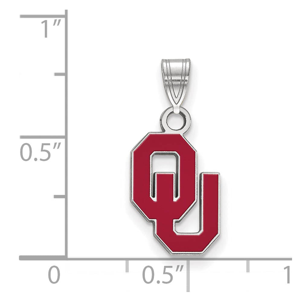 Alternate view of the Sterling Silver U. of Oklahoma Small Enamel Pendant by The Black Bow Jewelry Co.