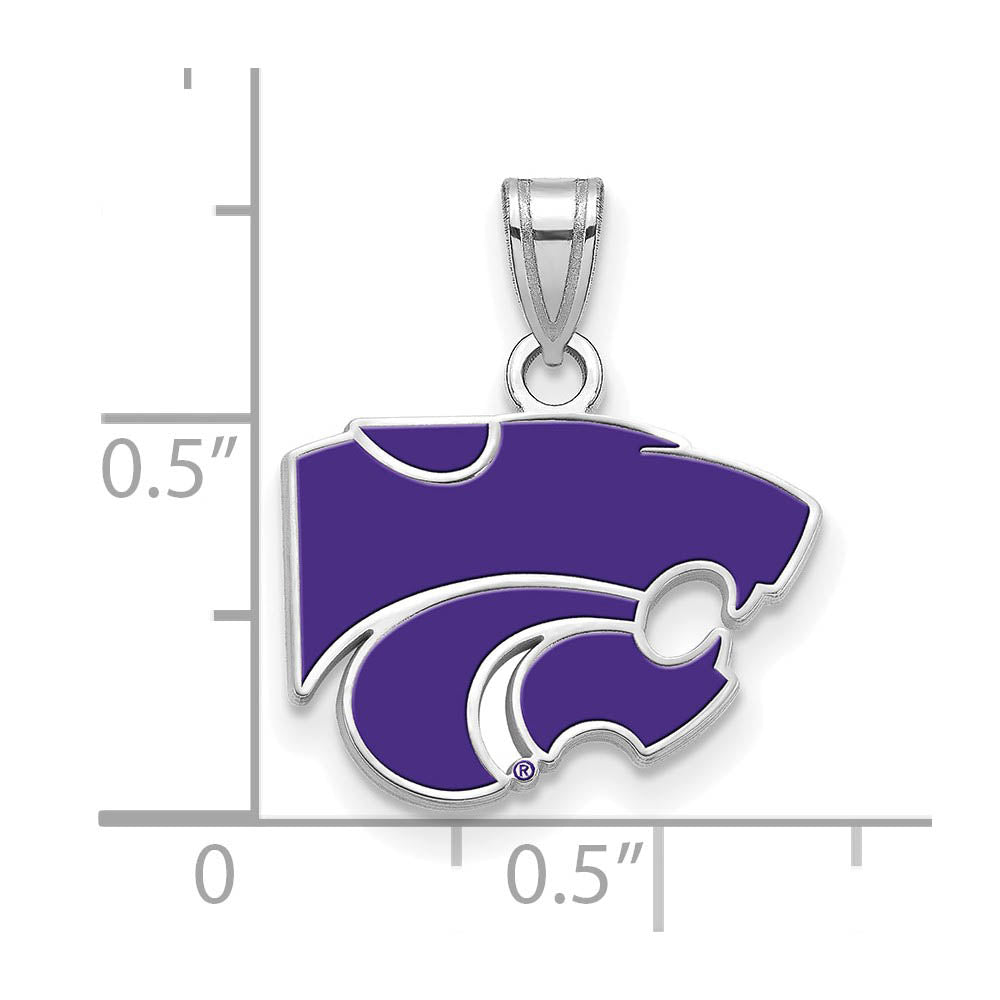 Alternate view of the Sterling Silver Kansas State Small Enamel Pendant by The Black Bow Jewelry Co.